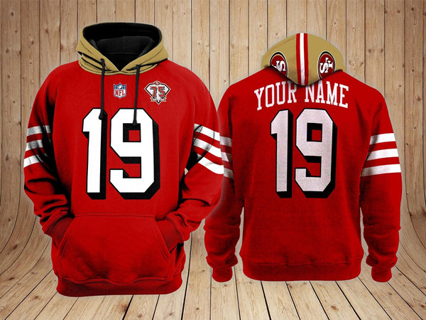 Men's San Francisco 49ers ACTIVE PLAYER Custom Red Performance Pullover Hoodie